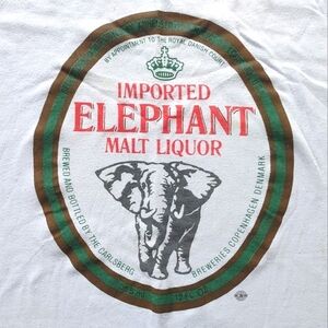 Vintage Carlsberg Elephant Malt Liquor Men's Blue Single Stitch T-shirt SizeS/M